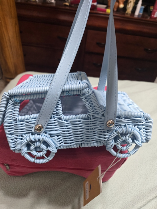 Tommy Bahama Handbags - Tommy Bahama Light Blue Wicker Mini Jeep Shaped Bag